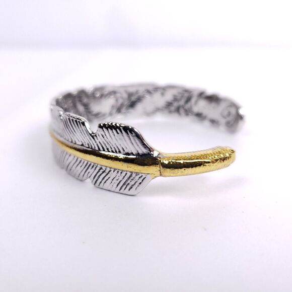 Feather Cuff Bracelet Silver Gold Boho Chic Western‎ Style Medium Large - Picture 2 of 8